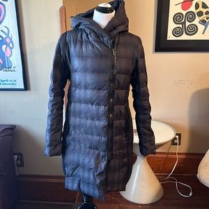 Gray Long Nuage Puffer Coat with Hood
